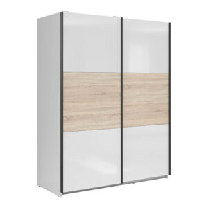 Riidekapp Tetrix valge/sonoma tamm 153 cm