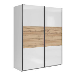 Riidekapp Tetrix valge/wotan tamm 153 cm
