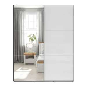 Riidekapp Tetrix 1-peegeluksega valge 153 cm