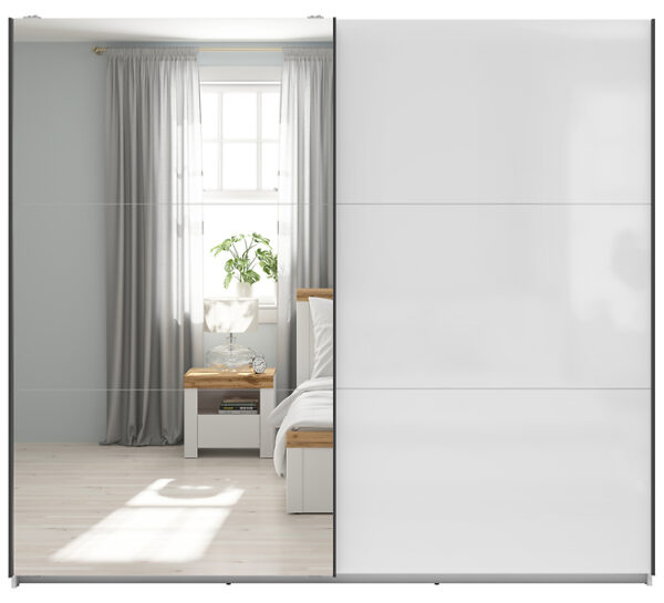 Riidekapp Tetrix 1-peegeluksega valge 220 cm