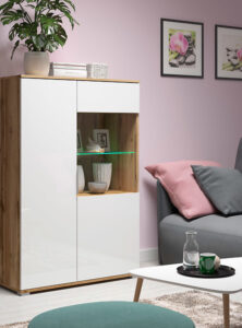 Vitriinkapp Zele tamm/valge 90 cm - Image 4